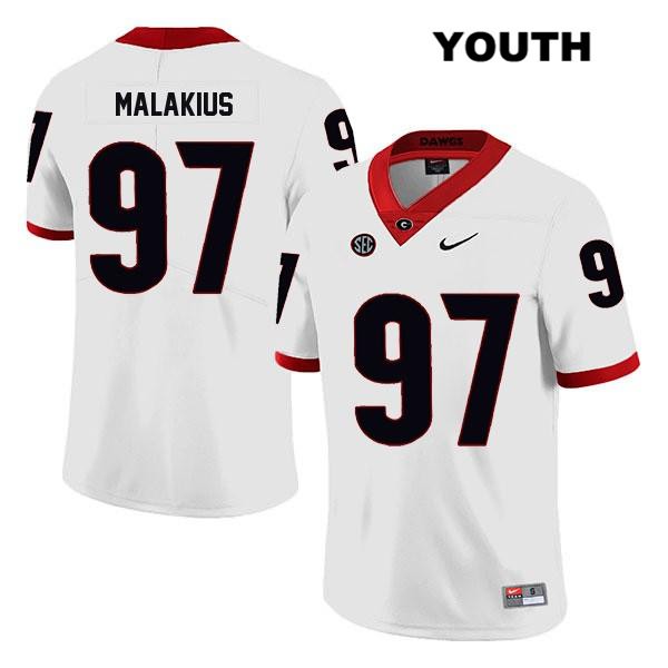 Georgia Bulldogs Youth Tyler Malakius #97 NCAA Legend Authentic White Nike Stitched College Football Jersey IQU1656IS
